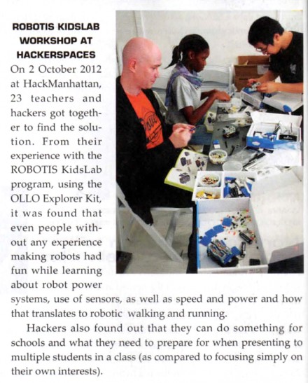 Hack Manhattan and Robotis in Robot Magazine